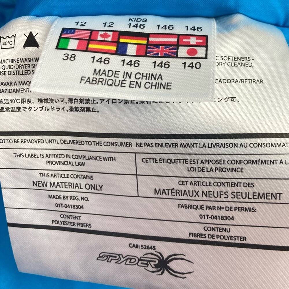 SPYDER Girls Blue Hooded Jacket with Embroidery - Size 12 - Picture 3 of 10